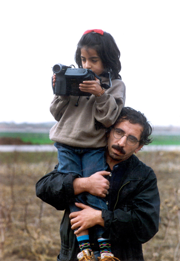 Location scouting with her father at the age of 6