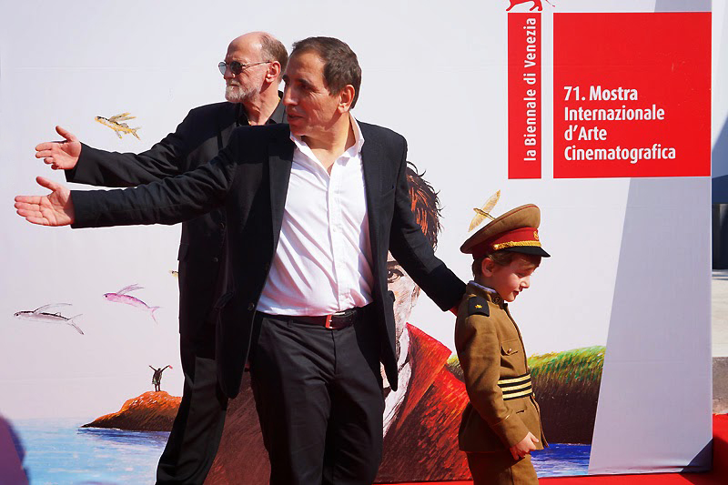 Director Mohsen Makhmalbaf and the Actors Dachi Orvelashvili & Misha Gomiashvili attend the photocall for the film THE PRESIDENT during the 71st Venice Film Festival 2014